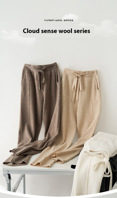 Pantalones de Lana Pura Cintura Alta Invierno - Harem Rectos Abrigados - Image 9