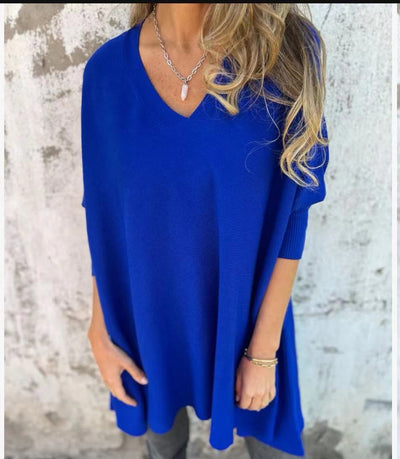 Blusa Larga Tejida Cuello V Suelta para Mujer - Image 24