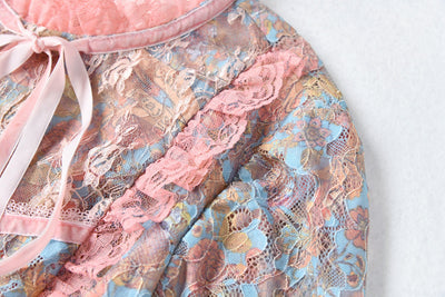 Vestido Maxi con Cuello Alto, Encaje Loto y Estampado Patchwork - Image 18