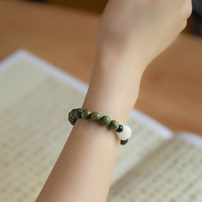 Pulsera Budista de Sándalo Verde y Loto Bodhi Blanco - Estilo Étnico - Image 7