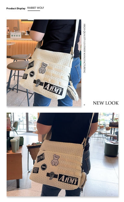 Bolsa Crossbody de Malla con Parches de Gran Capacidad - Image 11