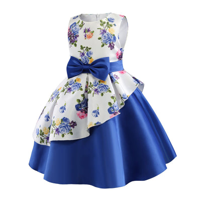 Vestido Infantil con Estampado Irregular y Lazo Festivo - Image 34