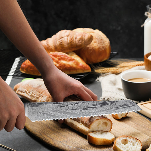 Cuchillo de Pan Damasco Japonés - Acero de Alta Precisión - Image 9