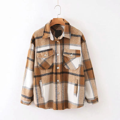 Chaqueta Tweed Cuadros para Mujer con Bolsillos y Botones - Image 22
