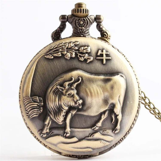 Reloj de Bolsillo Vintage Bronce Constelaciones Zodiacales Cuarzo - Image 10
