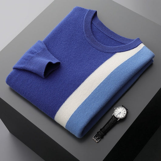 Suéter de Cuello Redondo Color Block Holgado para Hombre
