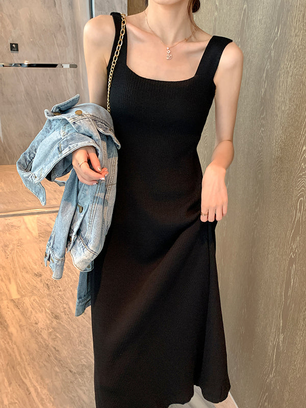 Chaleco Vestido Tejido Negro con Tirantes y Ajuste Slim para Mujer - Image 5
