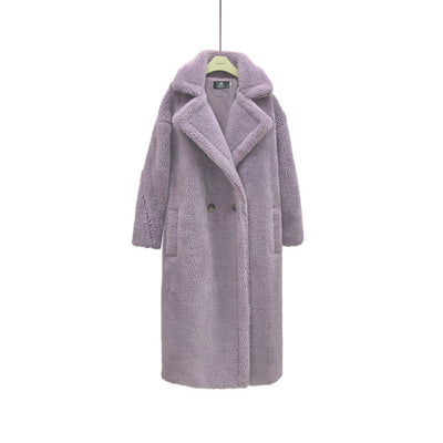 Abrigo Largo de Lana Esponjosa para Mujer - Elegancia Invernal - Image 4