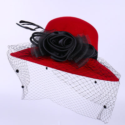 Sombrero de Lana Pura para Mujer con Encaje Floral y Ala Ancha - Image 14