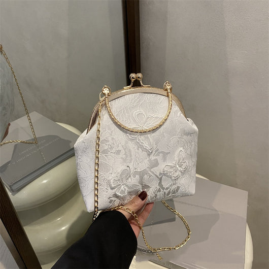 Bolso Messenger Retro de Tela Bordada con Cadena para Mujer - Image 3