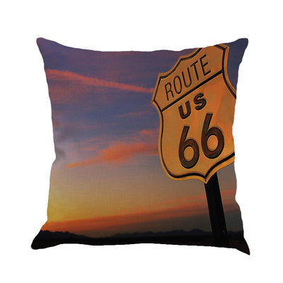 Cojín de Respaldo Route 66 en Lino para Auto, Sofá y Cama - Image 5