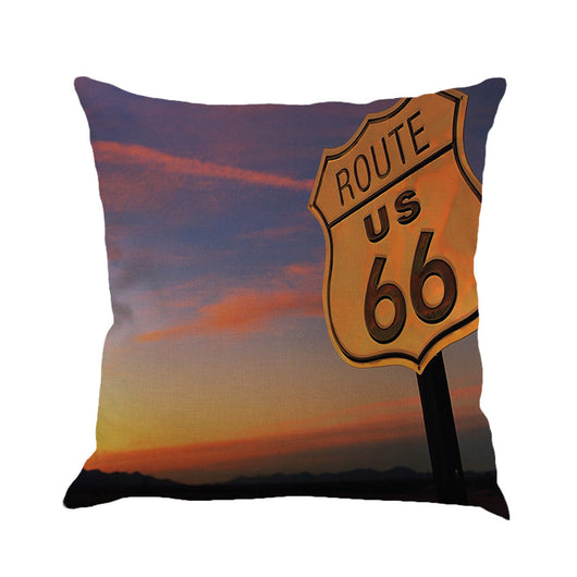 Cojín de Respaldo Route 66 en Lino para Auto, Sofá y Cama - Image 5