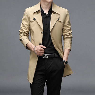 Chaqueta Cortaviento Larga para Hombre - Diseño Clásico Botones Tallas Grandes - Image 5