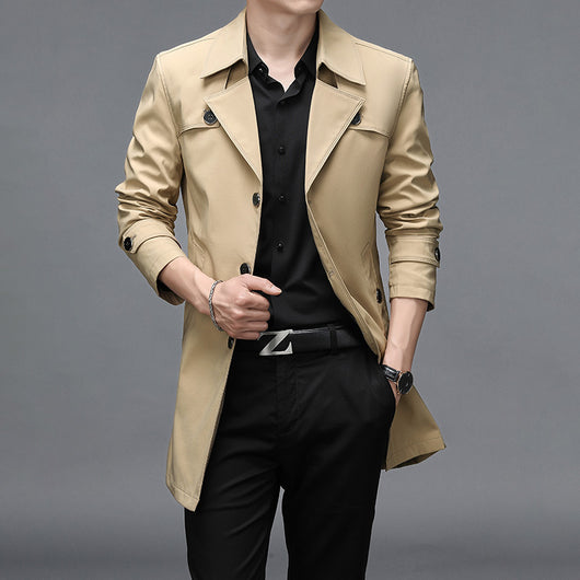 Chaqueta Cortaviento Larga para Hombre - Diseño Clásico Botones Tallas Grandes - Image 5