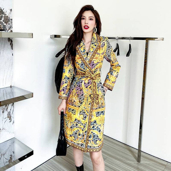 Abrigo Vintage Estampado para Mujer