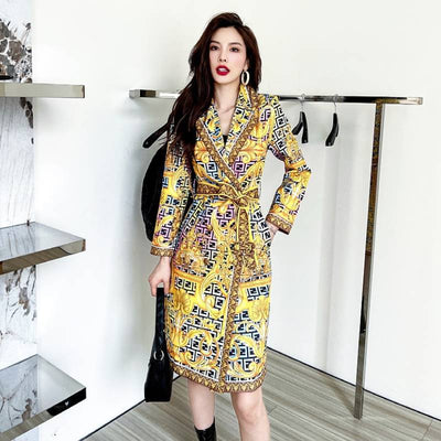 Abrigo Vintage Estampado para Mujer