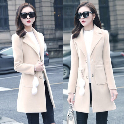 Abrigo de Lana Midi Estilo Coreano para Mujer - Image 11