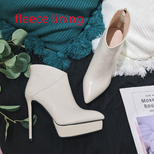 Botas de Cuero Tacón Stiletto Plataforma para Otoño e Invierno - Image 10