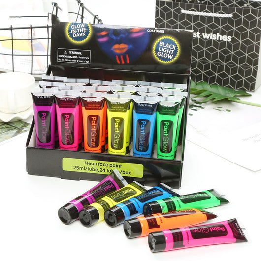 Set de 24 Iluminadores Corporales Fluorescentes Profesionales - Pintura Acrílica Luminosa para Maquillaje y Arte - Image 5