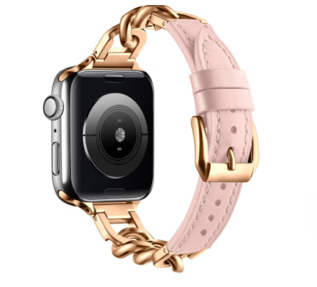Correa Apple Watch Cuero y Acero Inoxidable con Cadena Denim - Image 32
