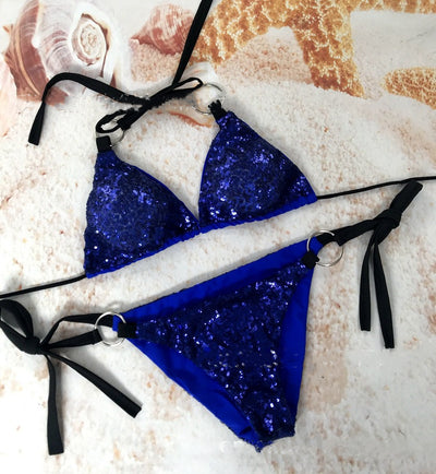 Bikini Secuenciado con Tirantes Cruzados - Traje de Baño Sexy y Brillante - Image 8
