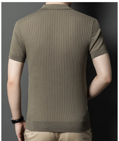 Camiseta de Seda Mulberry para Hombre - Cuello Solapa Manga Corta Lujo Casual - Image 10