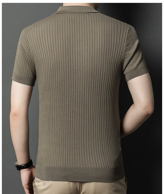 Camiseta de Seda Mulberry para Hombre - Cuello Solapa Manga Corta Lujo Casual - Image 10