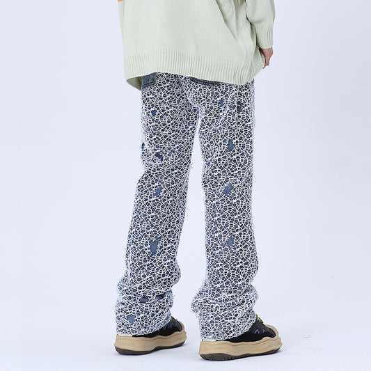 Pantalones Vaqueros Rotos con Detalles de Malla para Hombre - Image 2