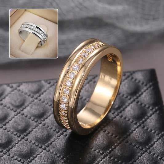 Anillo de Moda Dorado con Rhinestones Plateado en Cobre