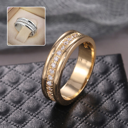 Anillo de Moda Dorado con Rhinestones Plateado en Cobre