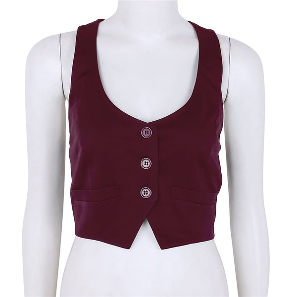 Chaleco Ajustado de Cuello V con Botones para Mujer - Image 3