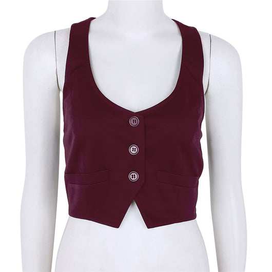 Chaleco Ajustado de Cuello V con Botones para Mujer - Image 3