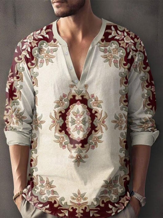 Camisa de Lino Bambú con Impresión 3D Digital de Manga Larga Estilo Europeo - Image 27