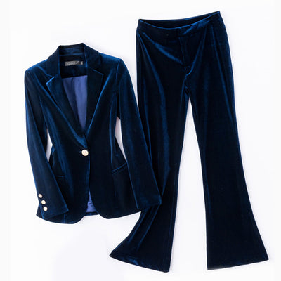 Blazer de Terciopelo Dorado Ajustado para Mujer - Image 5