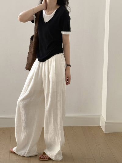 Pantalón Drapeado Slim Cintura Alta con Pierna Ancha - Image 19