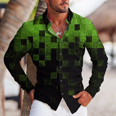 Camisa Estampada de Manga Larga con Solapa para Hombre - Image 12