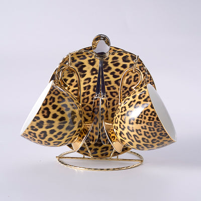 Juego de Taza y Platillo de Porcelana Fina con Diseño Leopardo - Image 2