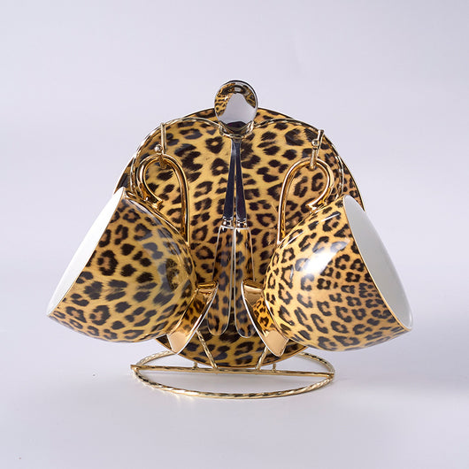 Juego de Taza y Platillo de Porcelana Fina con Diseño Leopardo - Image 2