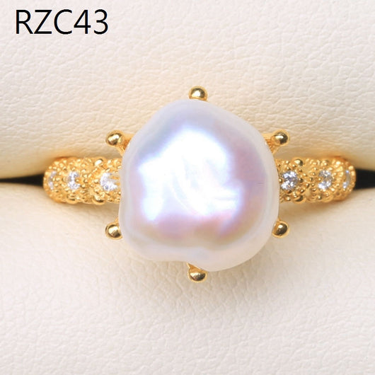Anillo de Perla Barroca Natural Diseño Luna Platino - Image 29