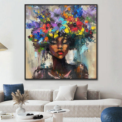 Cuadro Óleo Mujer Floral Moderno - Arte Decorativo Pintado a Mano para Sala - Image 7