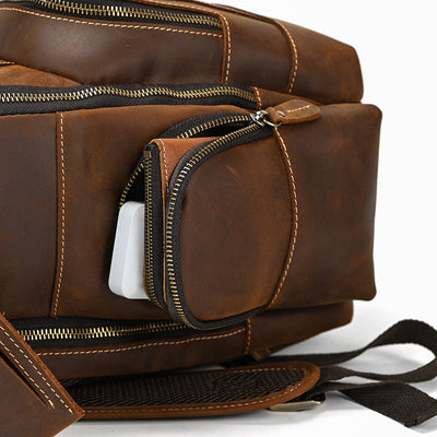 Mochila de Cuero Retro para Hombre - Gran Capacidad y Múltiples Bolsillos - Image 22