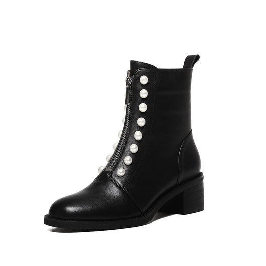Botines Cortos de Cuero para Mujer con Punta Redonda - Image 15