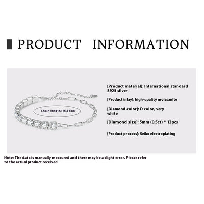 Pulsera de Plata S925 con Moissanita de Alto Grado para Mujer - Image 15