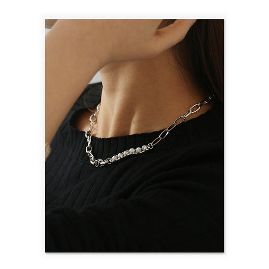 Collar de Perla Dorado en Oro Real con Baño de Vacío - Diseño Europeo para Clavícula - Image 3