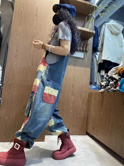 Mono Corto Denim Tallas Grandes con Tirantes e Impresión - Image 8