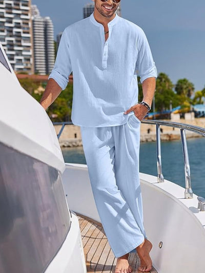Conjunto Casual Hombre: Playera Manga Larga y Pantalón Sólido Tendencia - Image 9