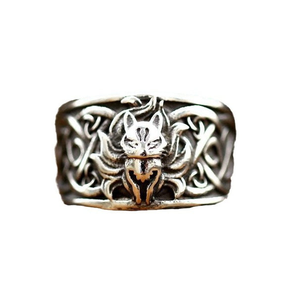 Anillo de Acero Inoxidable con Diseño Retro de Zorro para Hombre - Image 4