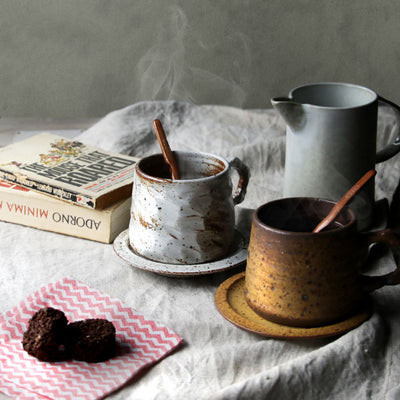 Juego de Taza y Platillo de Cerámica Artesanal Estilo Japonés - Image 7