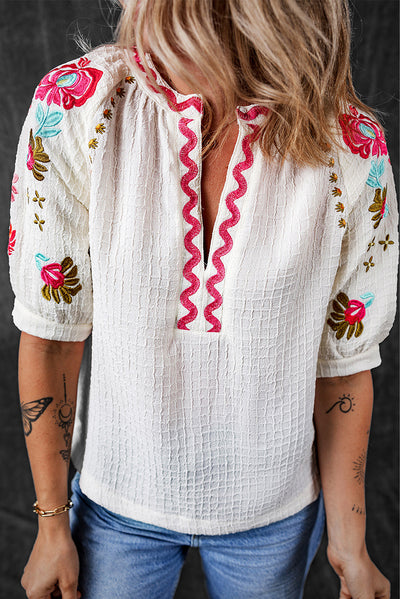 Blusa Casual Bordada en Chifón Multicolor - Estilo Primavera para Mujer - Image 13