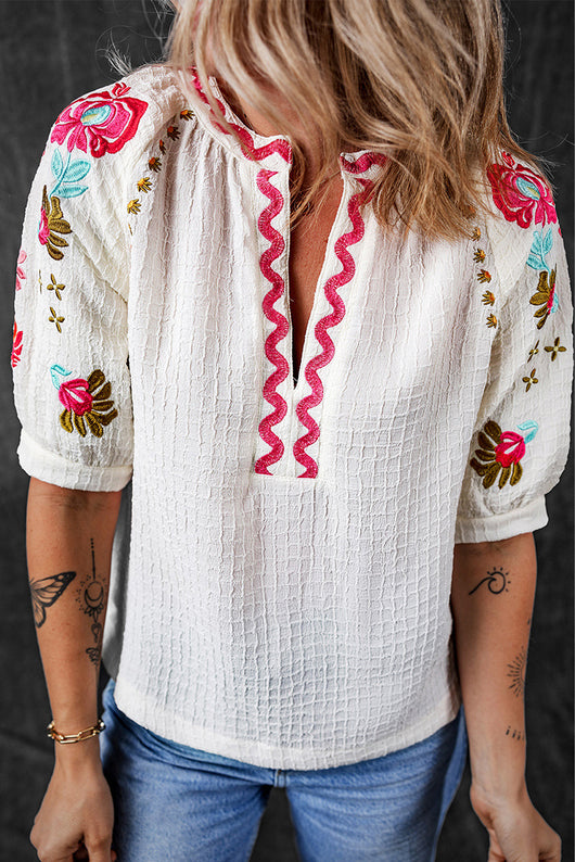 Blusa Casual Bordada en Chifón Multicolor - Estilo Primavera para Mujer - Image 13